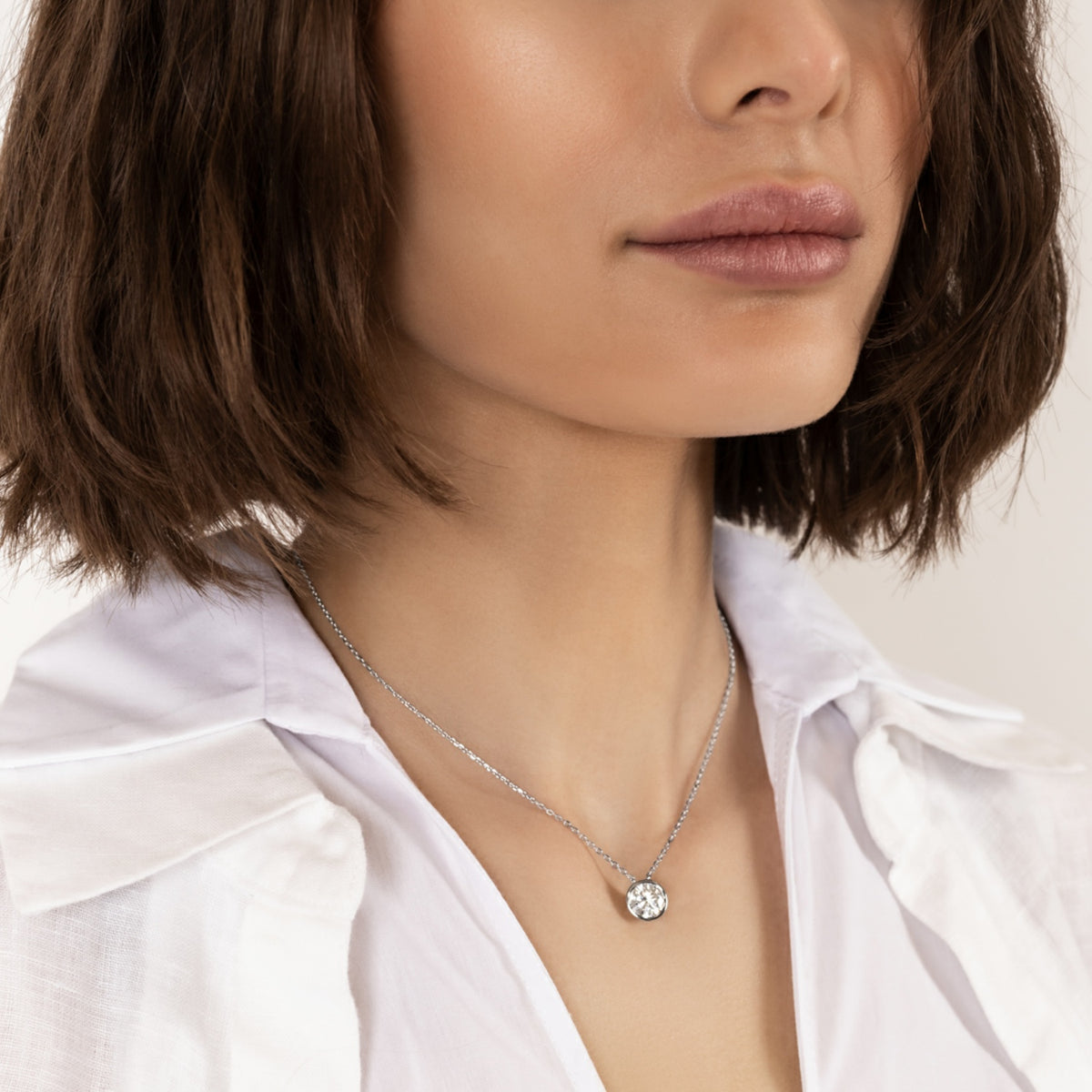 2 Carat Moissanite Round Bezel-Set Necklace