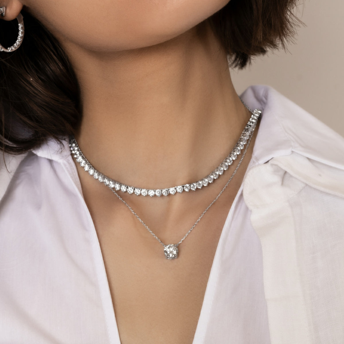 2 Carat Moissanite Round Necklace