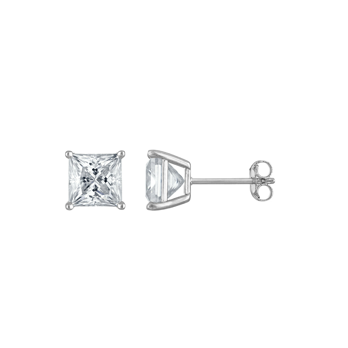 Princess-Cut Moissanite Stud Earrings