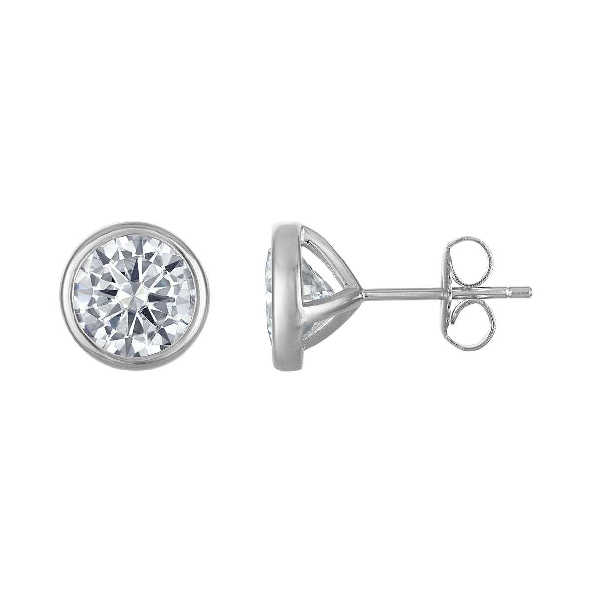 Bezel-Set Round Moissanite Stud Earrings
