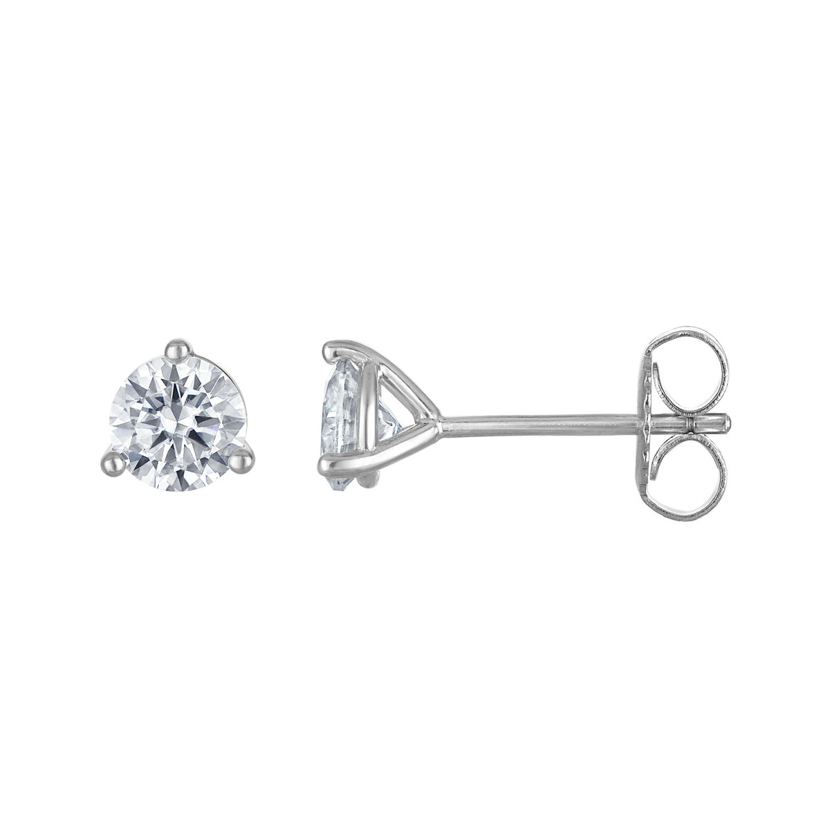 3-Prong Classic Moissanite Round Stud Earrings
