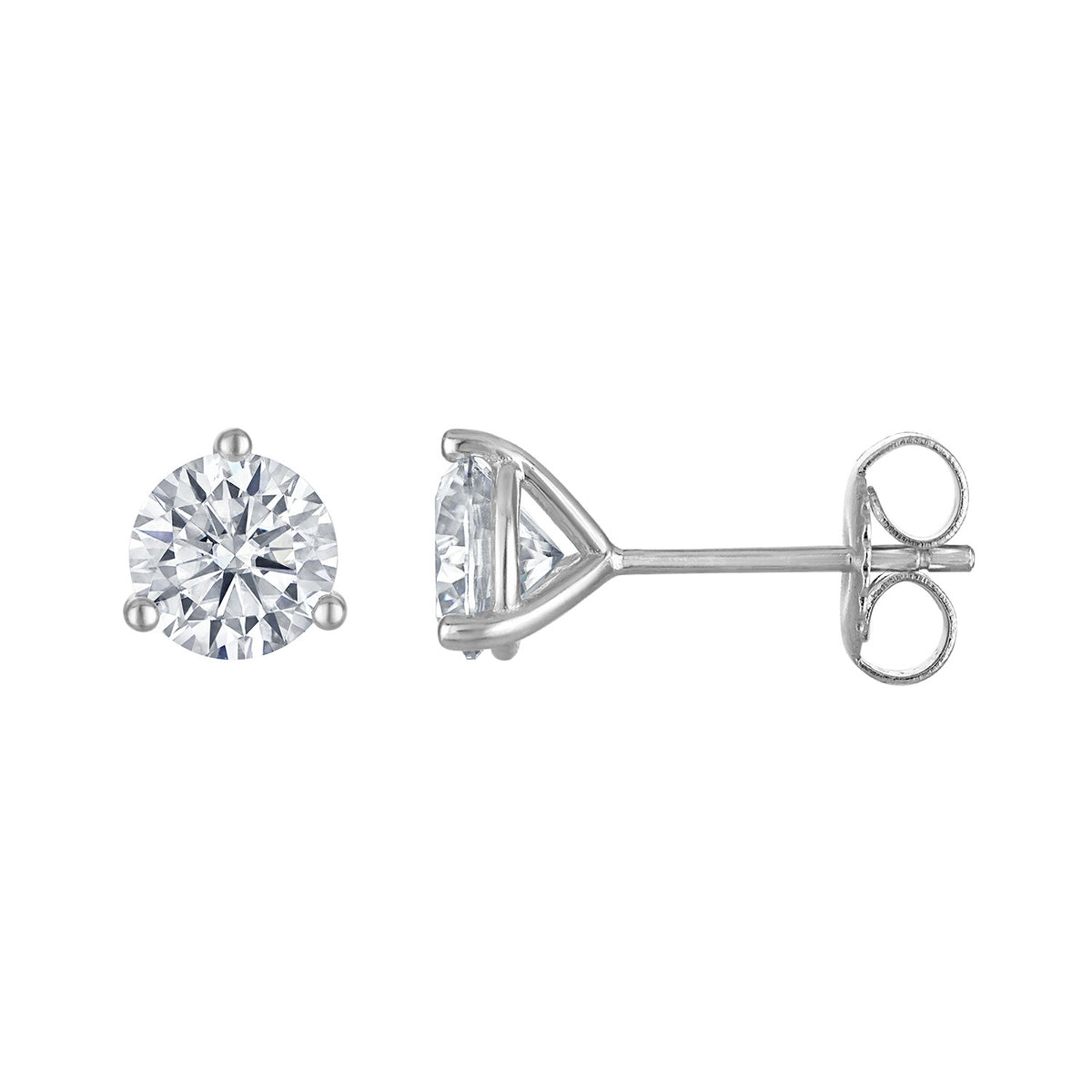 3-Prong Classic Moissanite Round Stud Earrings