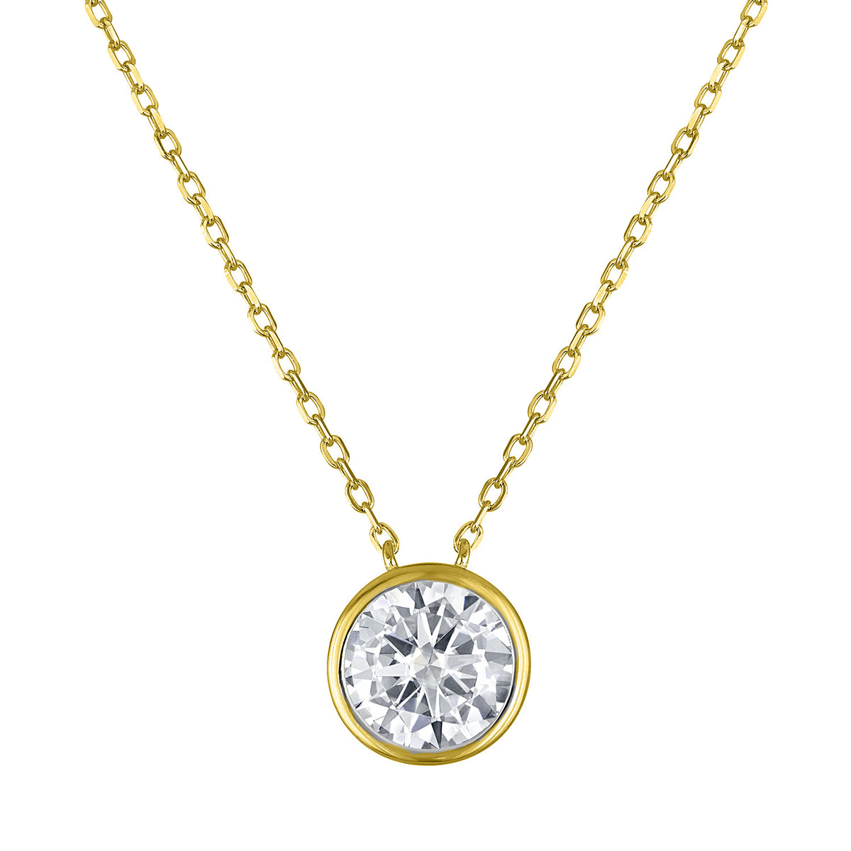 2 Carat Moissanite Round Bezel-Set Necklace