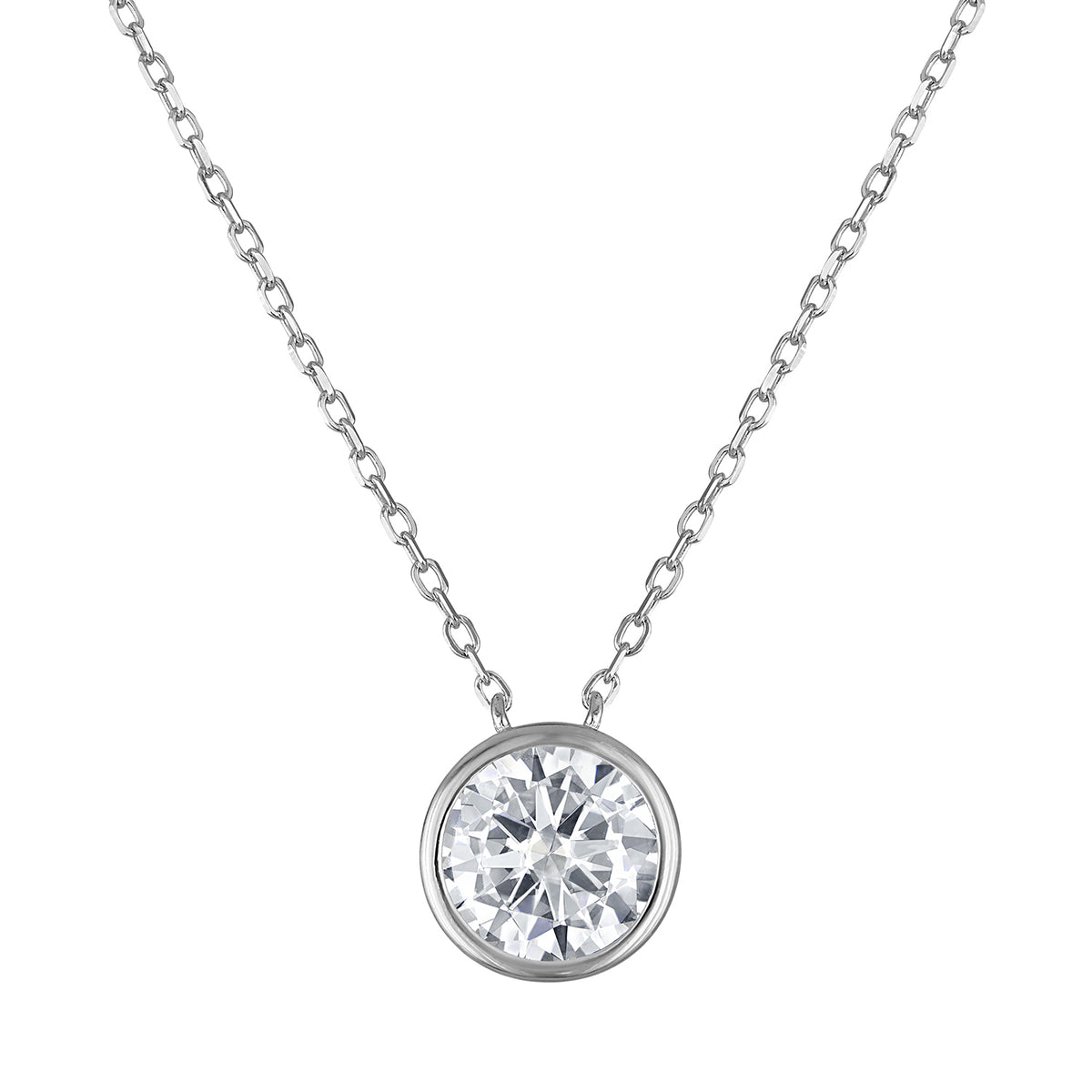 2 Carat Moissanite Round Bezel-Set Necklace