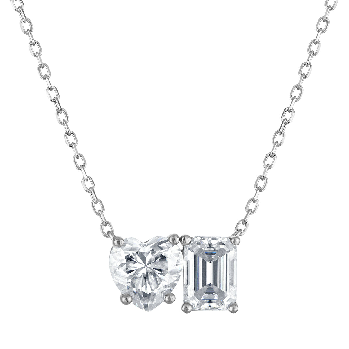 Heart and Emerald Moissanite Necklace