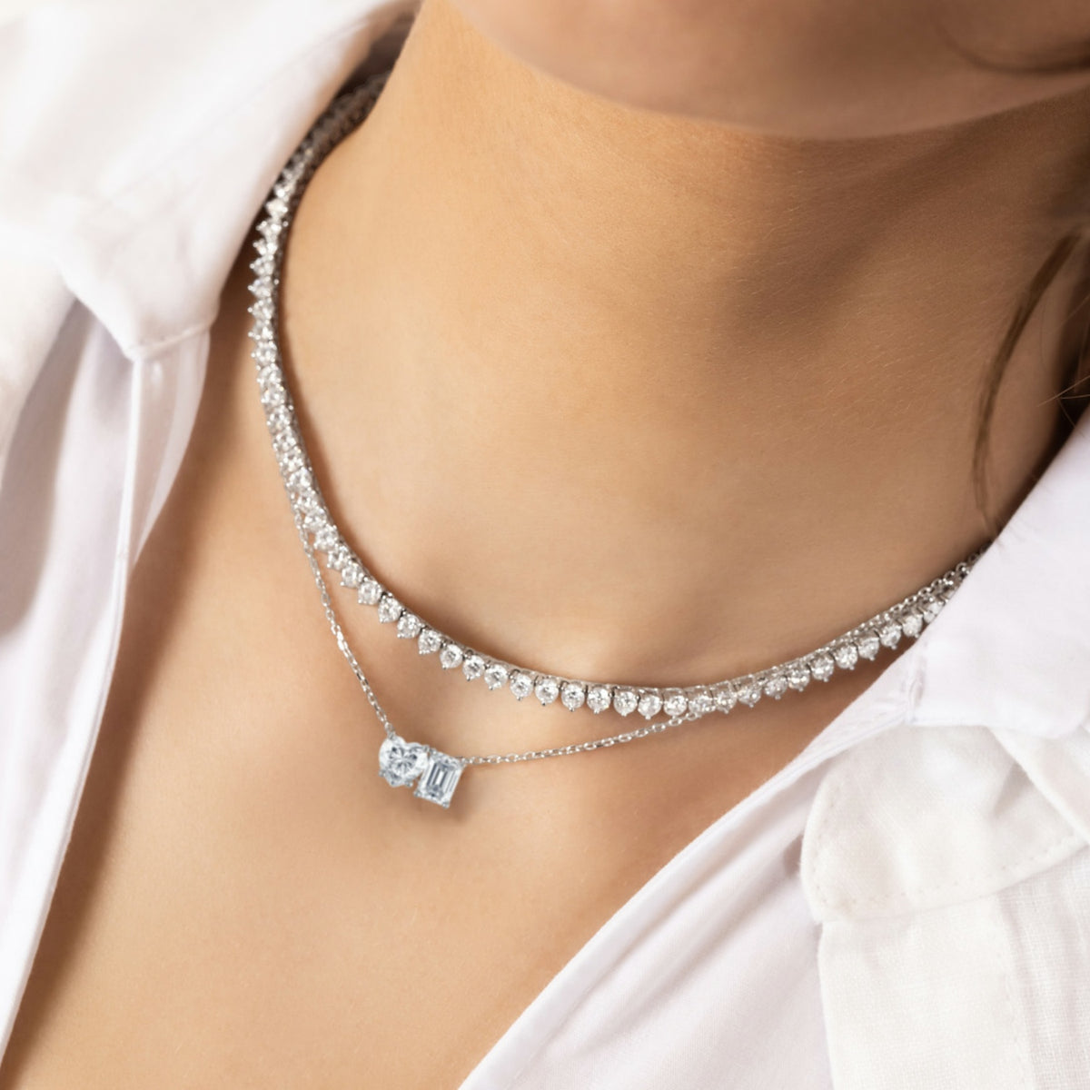 Heart and Emerald Moissanite Necklace