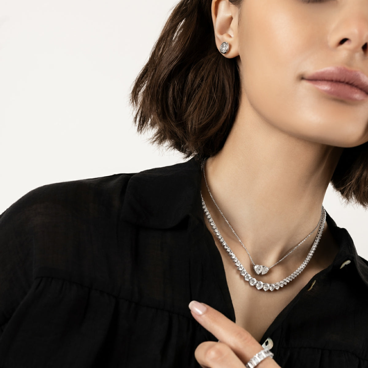 Heart and Pear Moissanite Necklace