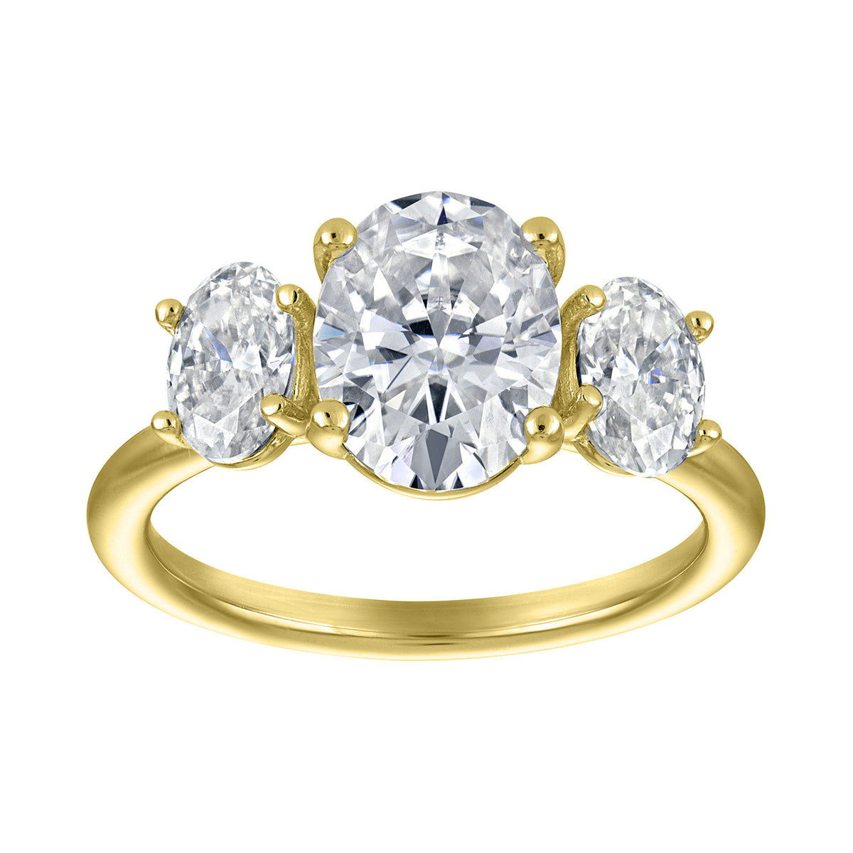 3 Stone Oval Moissanite Engagement Ring