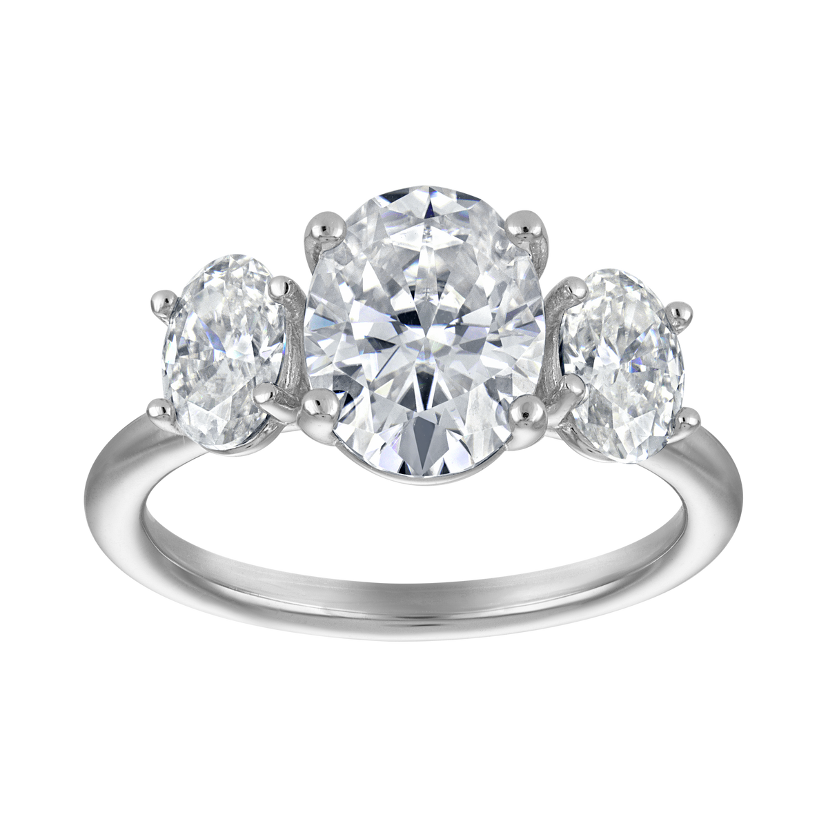 3 Stone Oval Moissanite Engagement Ring