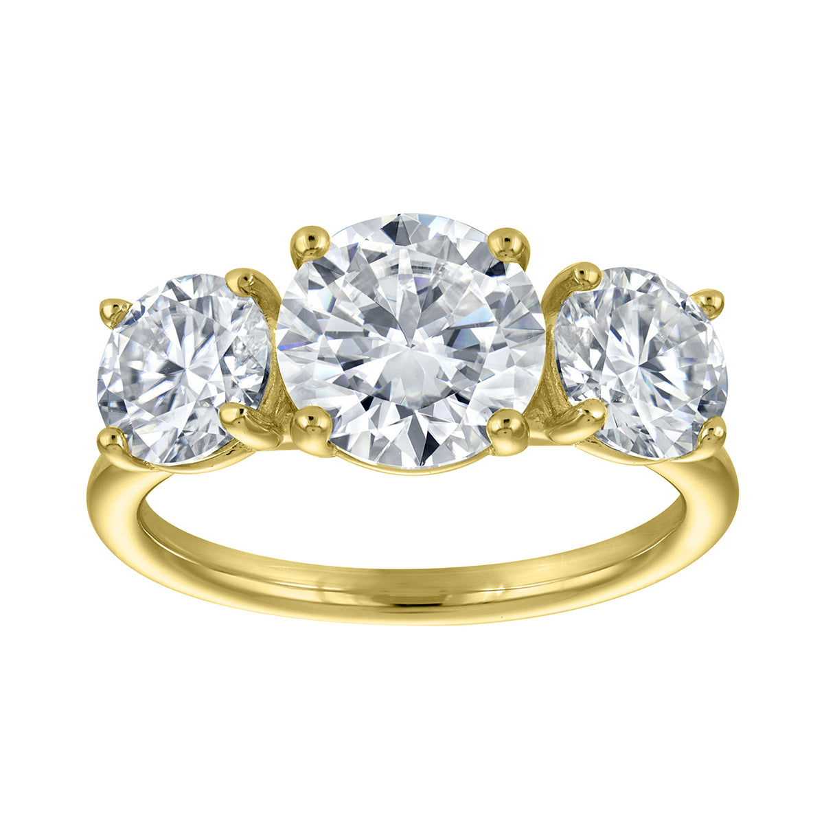 3 Stone Round Moissanite Engagement Ring