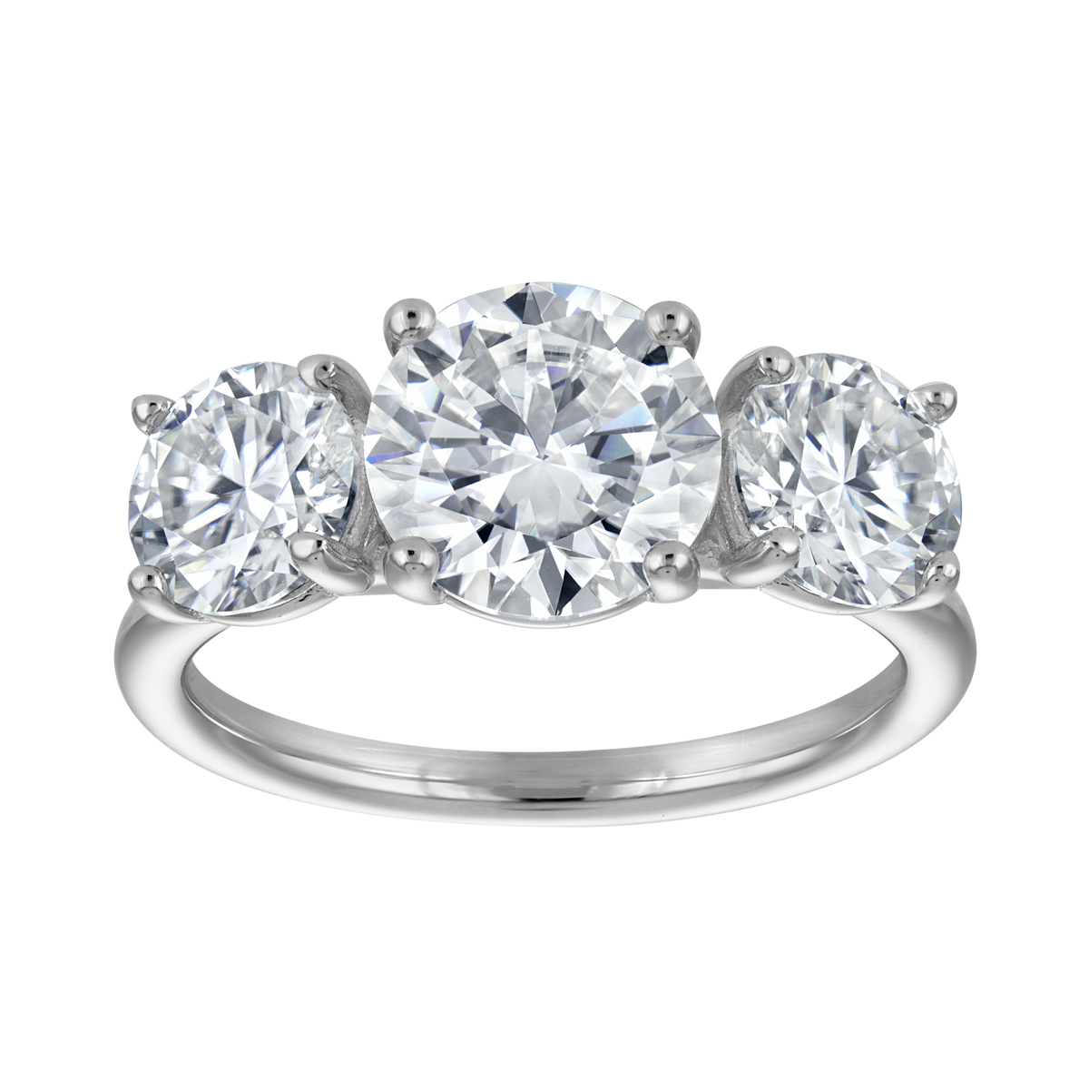 3 Stone Round Moissanite Engagement Ring