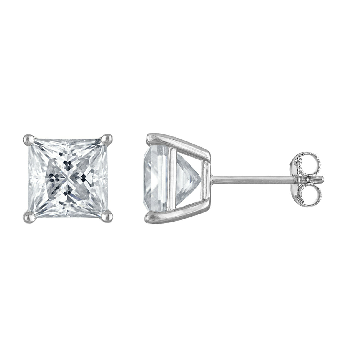 Princess-Cut Moissanite Stud Earrings