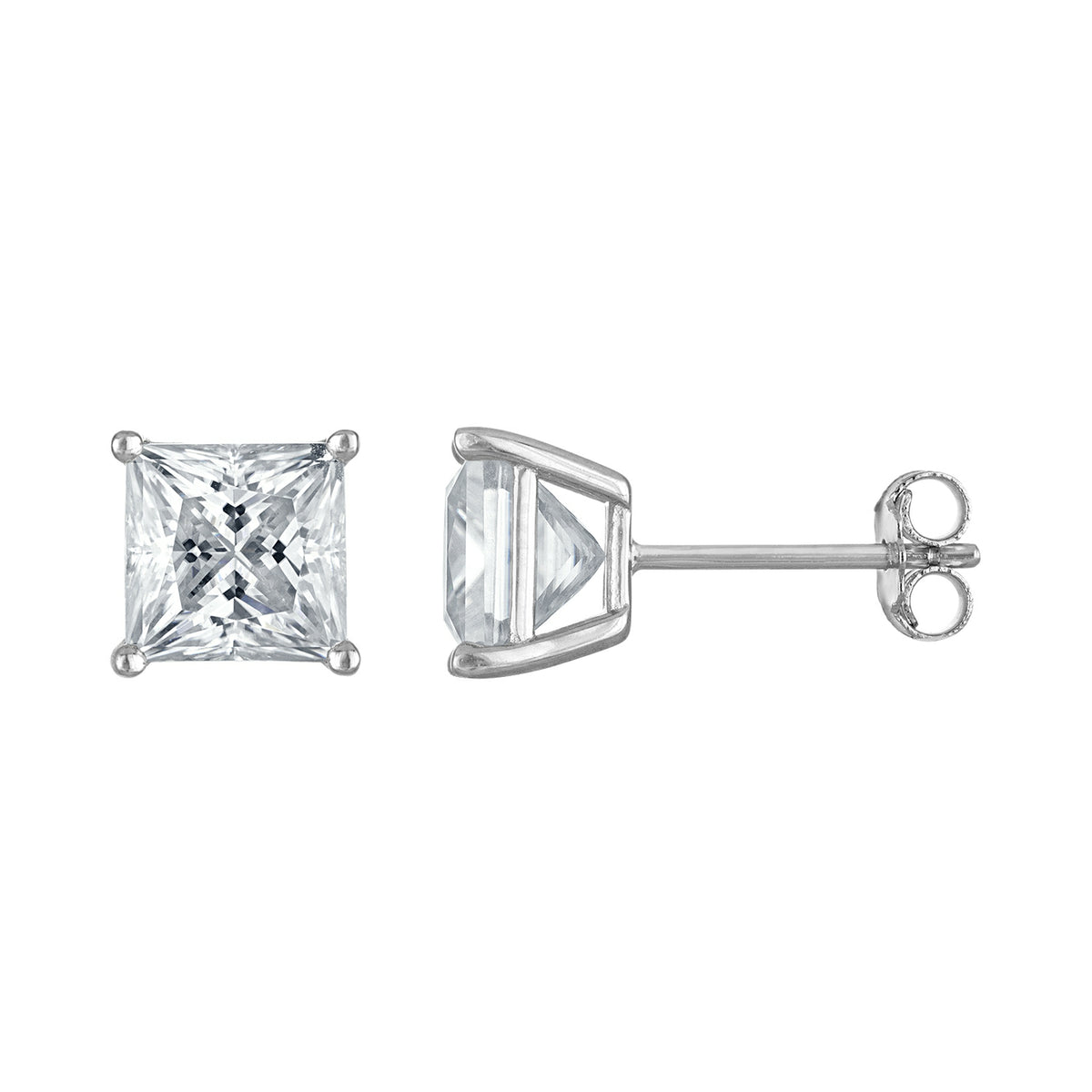 Princess-Cut Moissanite Stud Earrings