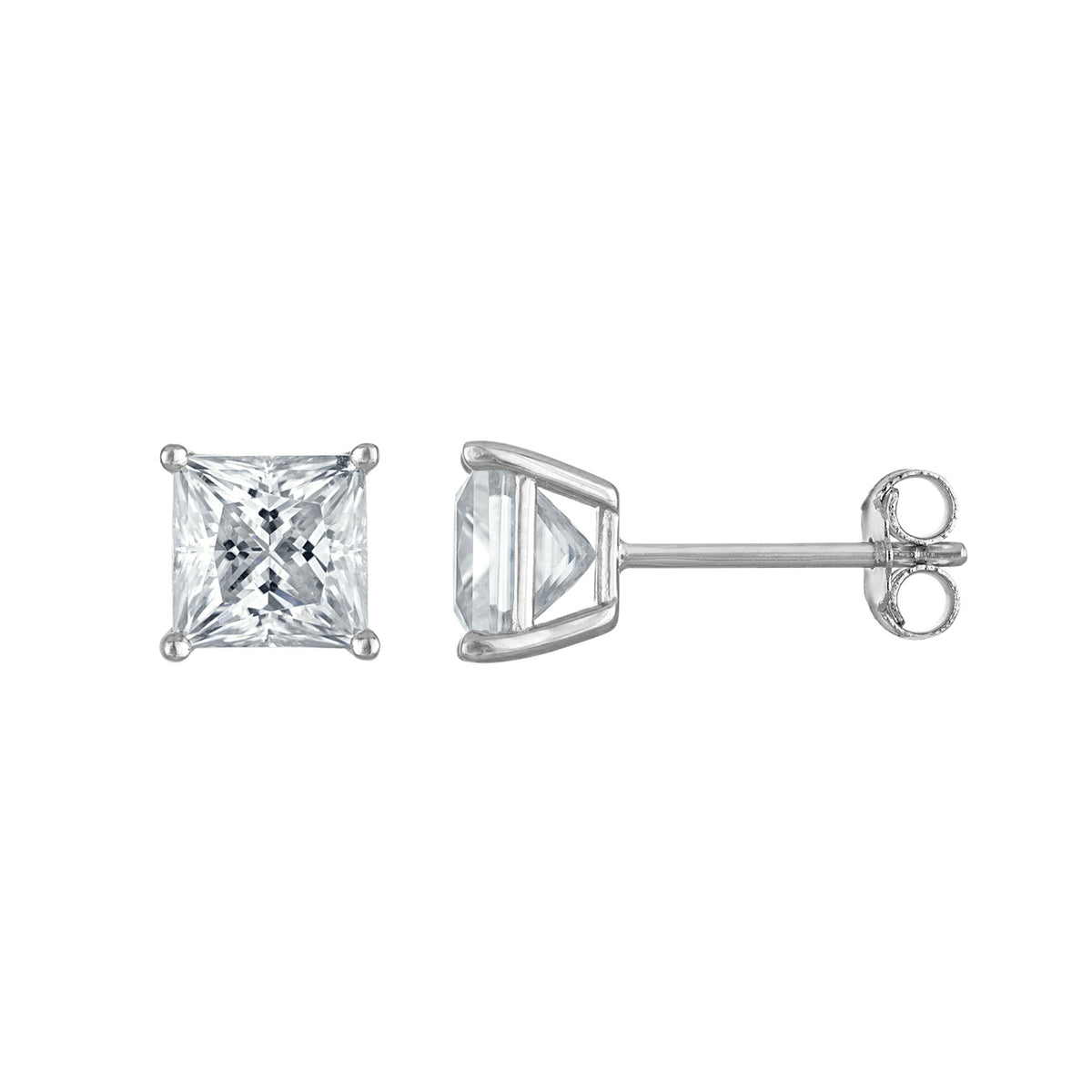 Princess-Cut Moissanite Stud Earrings