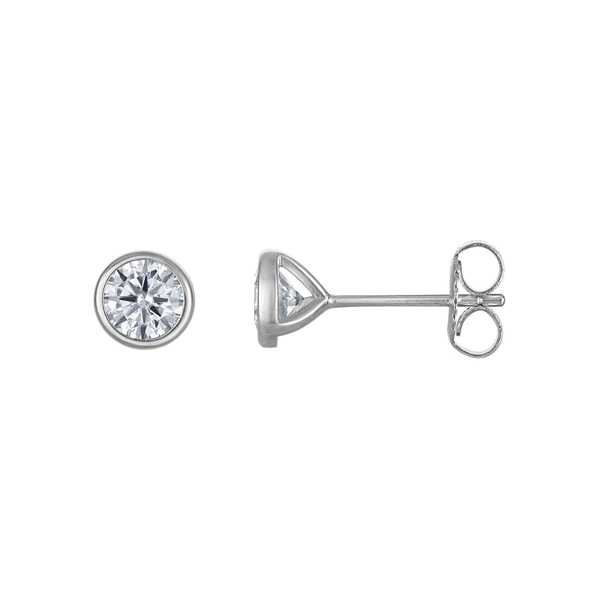 Bezel-Set Round Moissanite Stud Earrings