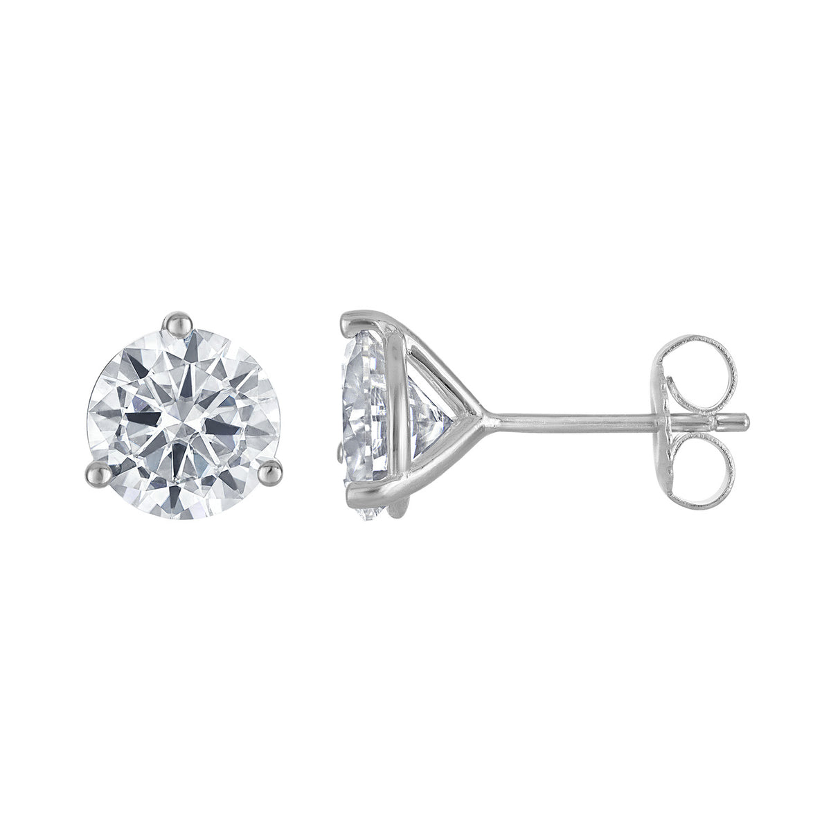 3-Prong Classic Moissanite Round Stud Earrings