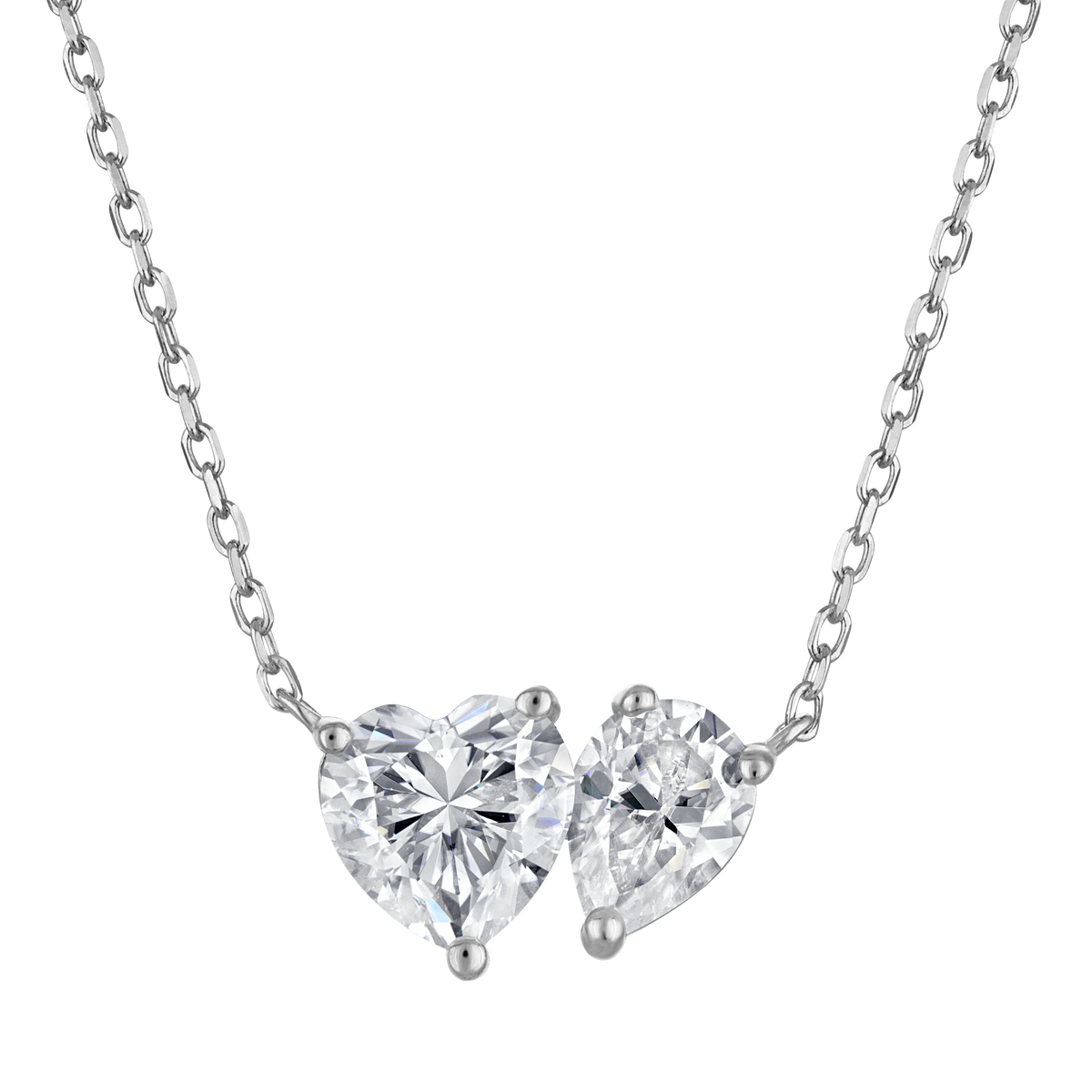 Heart and Pear Moissanite Necklace