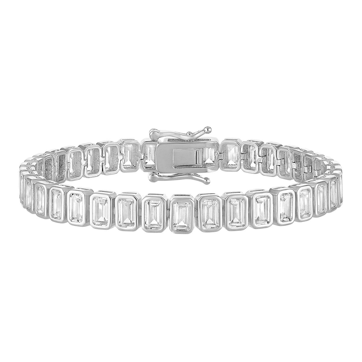 Bezel Set Emerald-Cut Tennis Bracelet