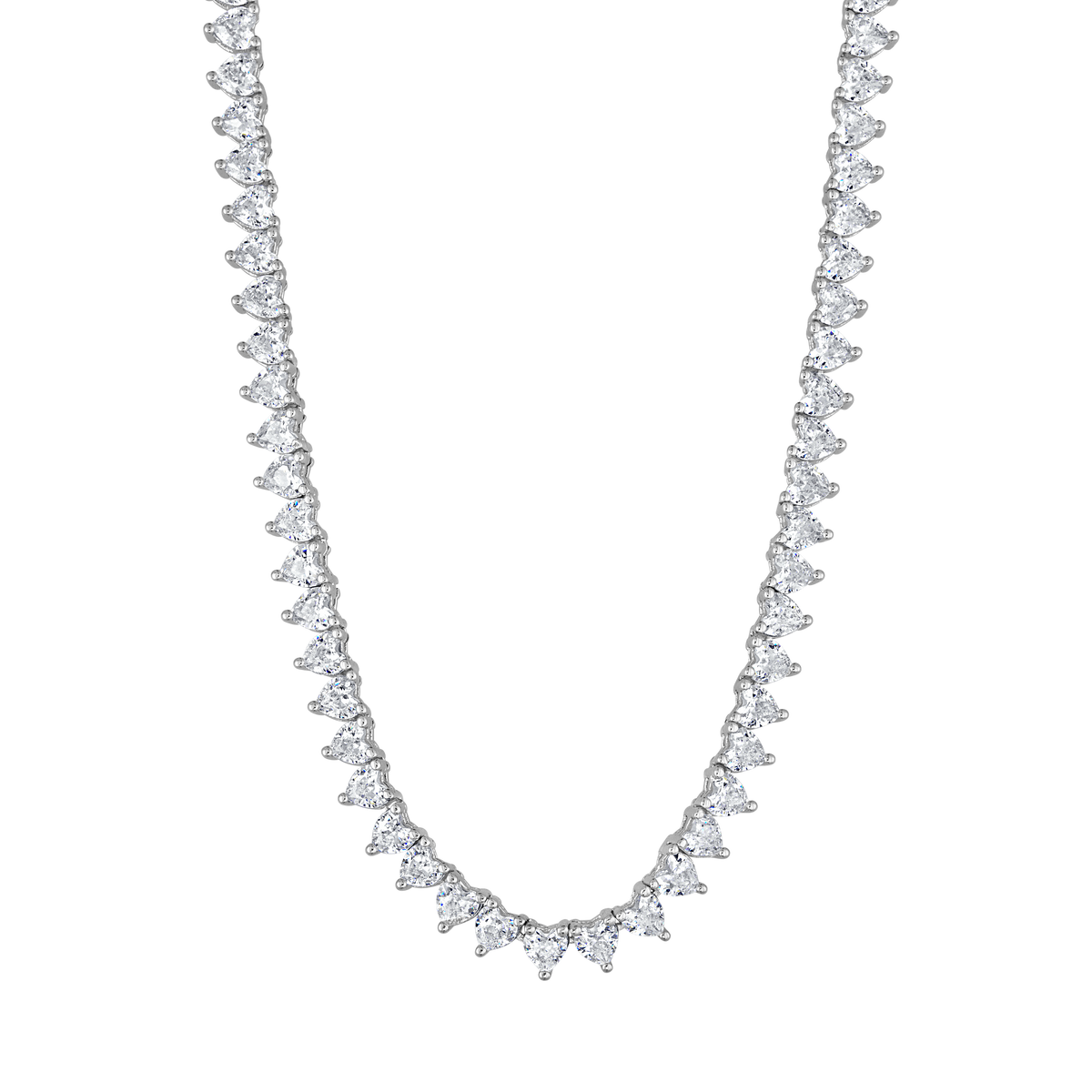 3 Prong Heart Tennis Necklace