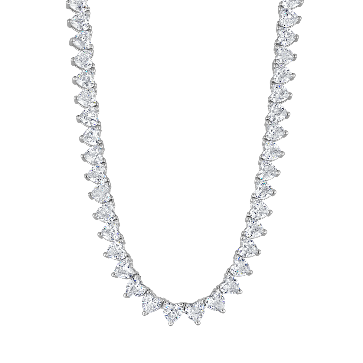 3 Prong Heart Tennis Necklace