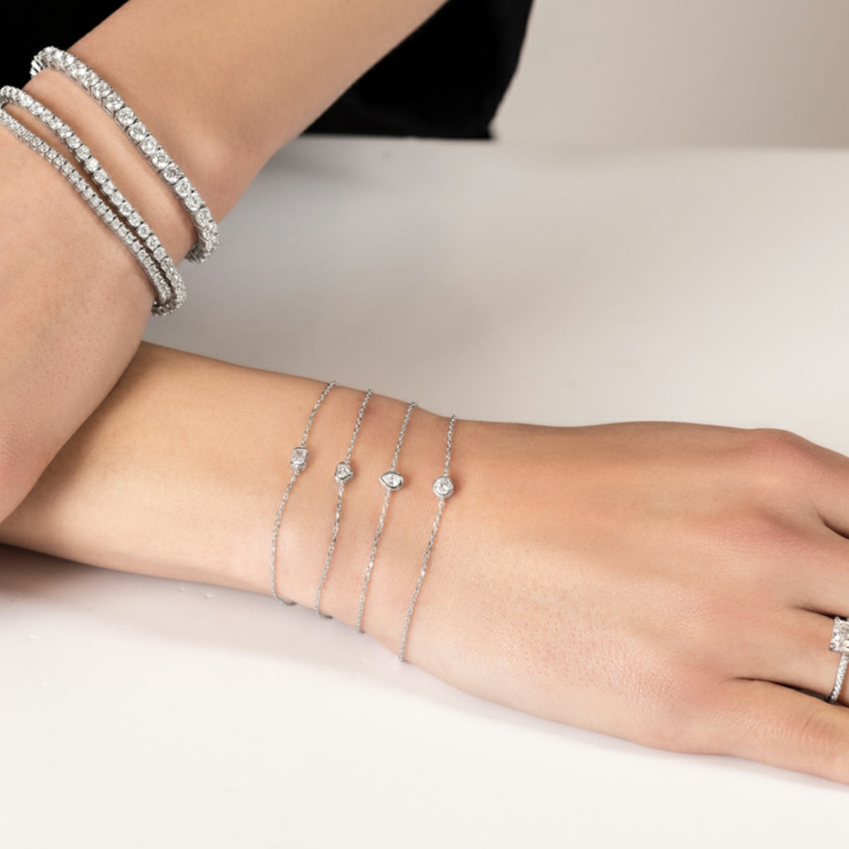 Bezel Charm Chain Bracelet