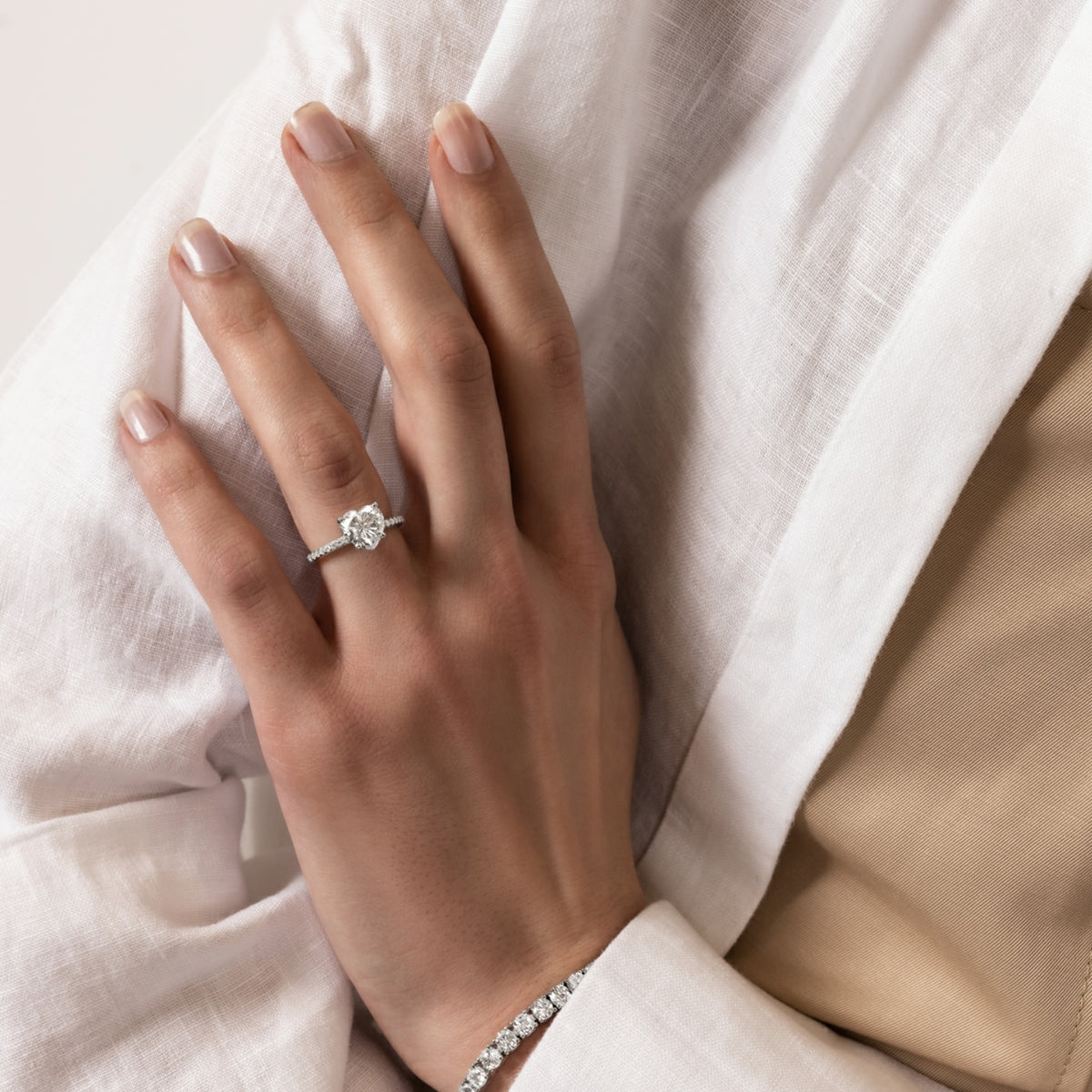 Pave 2ct. Heart Moissanite Solitaire Ring