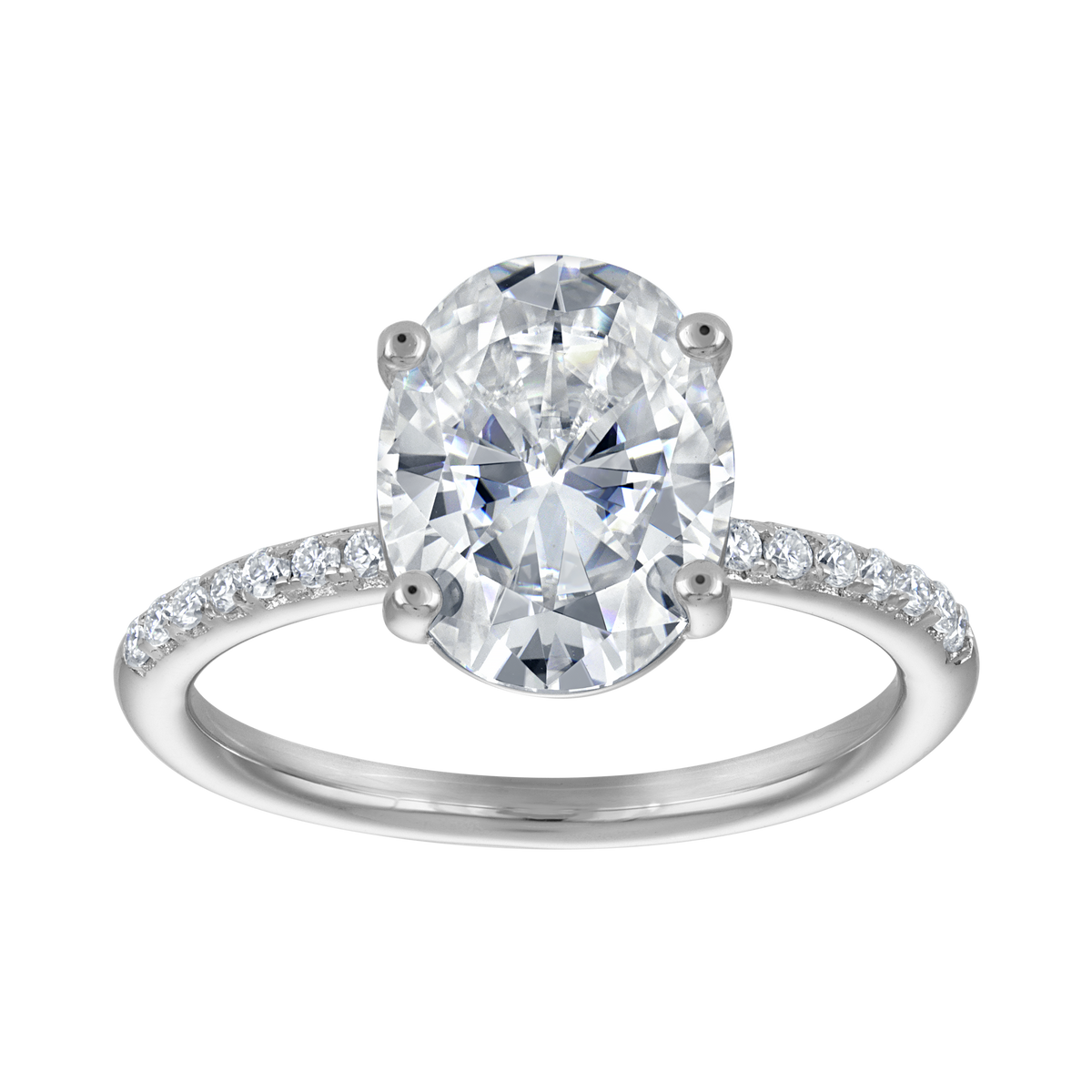 Pave 2.5ct Oval Moissanite Travel Engagement Ring
