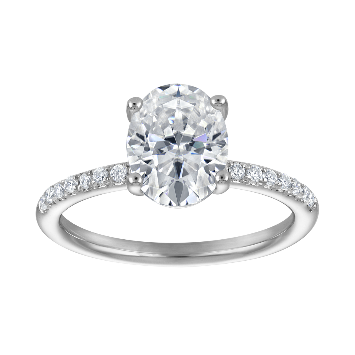 Pave 2ct. Oval Moissanite Travel Engagement Ring
