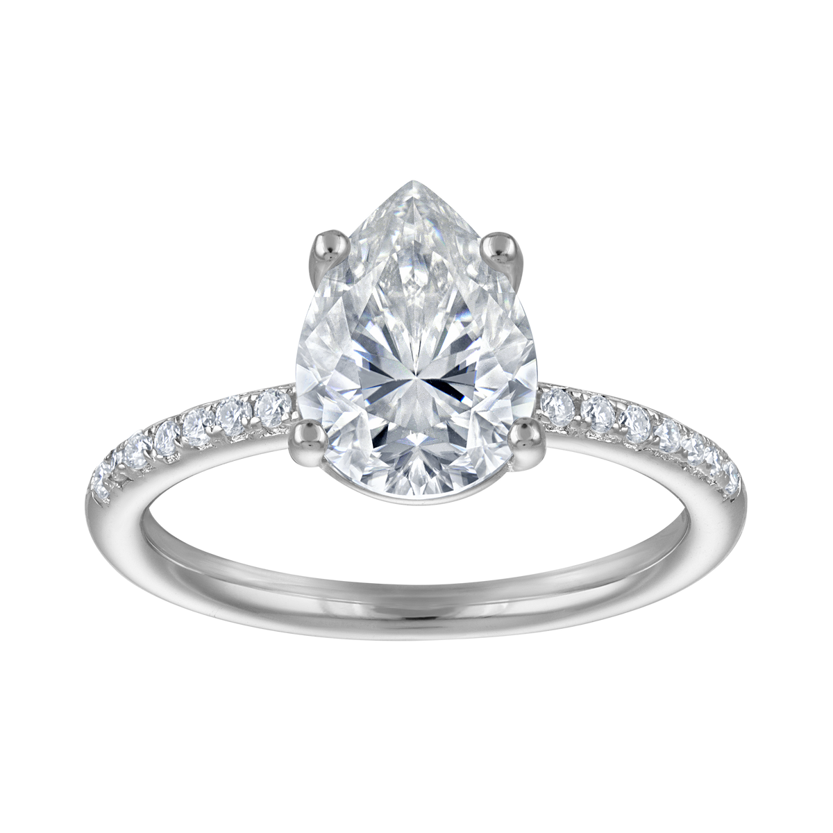 Pave 2ct. Pear Moissanite Travel Engagement Ring