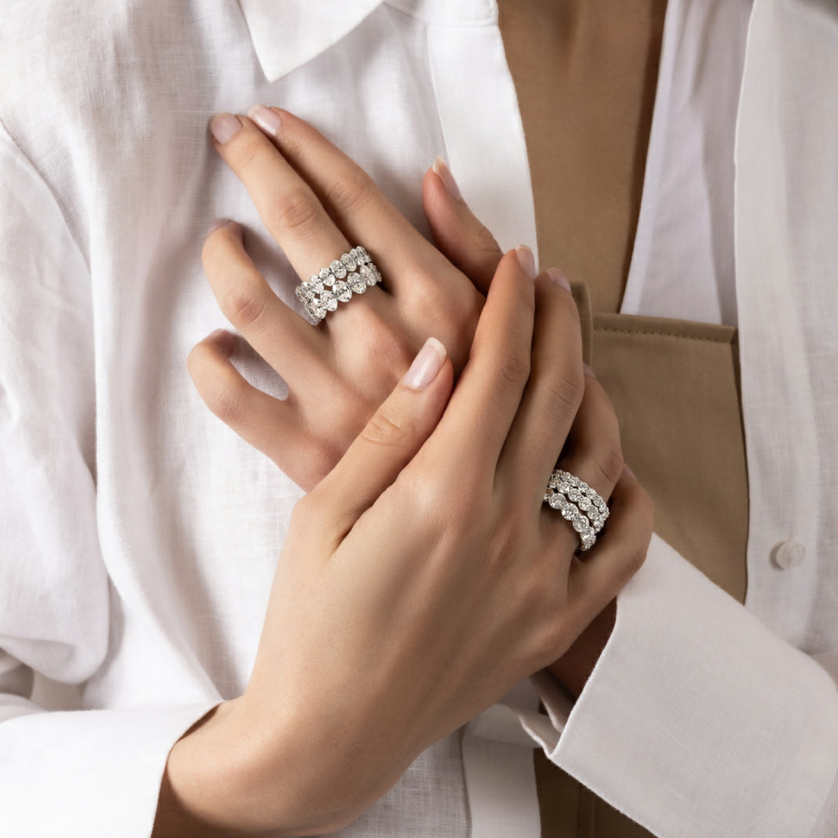 Moissanite Oval Eternity Band Ring