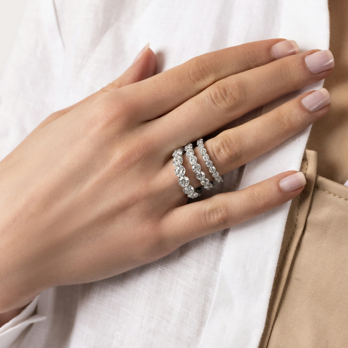 Moissanite Round Eternity Band Ring